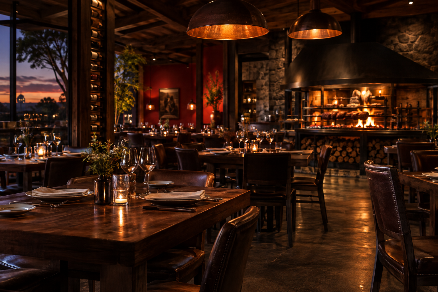 Ambiente acolhedor de restaurante